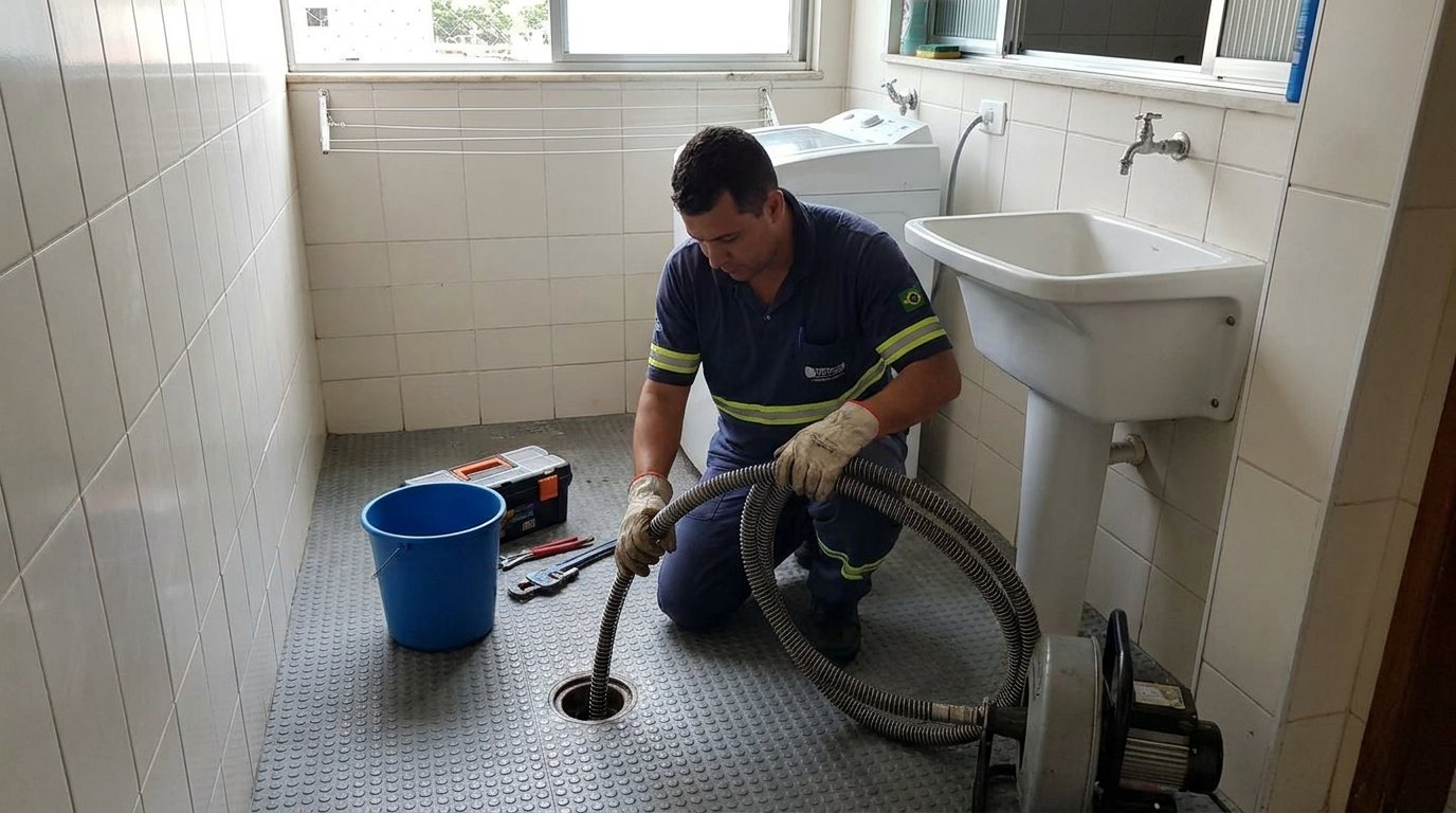 Ponto de Esgoto na Lavanderia em Maringá‑PR
